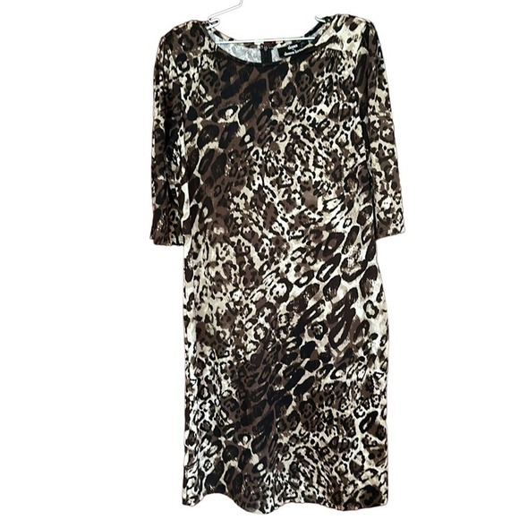 Dennis Basso animal print stretch  dress size L plus - Picture 1 of 5